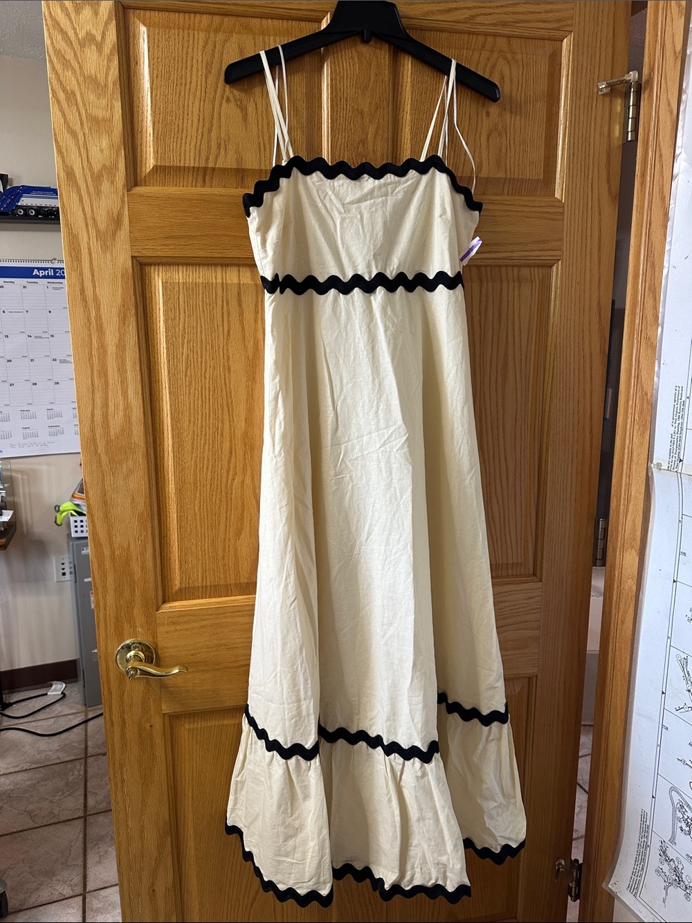 Petal & Pup Cream Maxi Dress with Black Trim